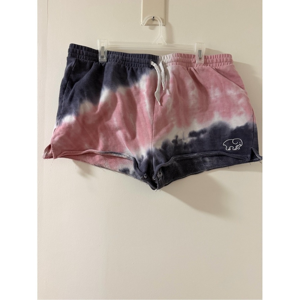 Ivory Ella Athletic Shorts Women XXL Pink Navy Excellent Tie-Dye Elephant